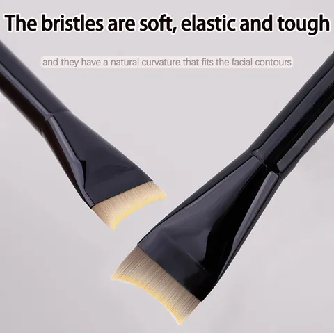 Professioneller Sichelform Foundation Pinsel Flacher Kopf Makellos Make-Up Pinsel Langer Stiel Gesichtsmasken Applikator Schwarz