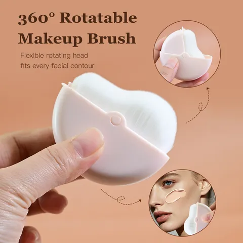 360 Degree Rotatable Foundation Brush With Dust Cover Portable Travel Makeup Brush For Liquid Foundation Powder Soft Synthetic Bristles