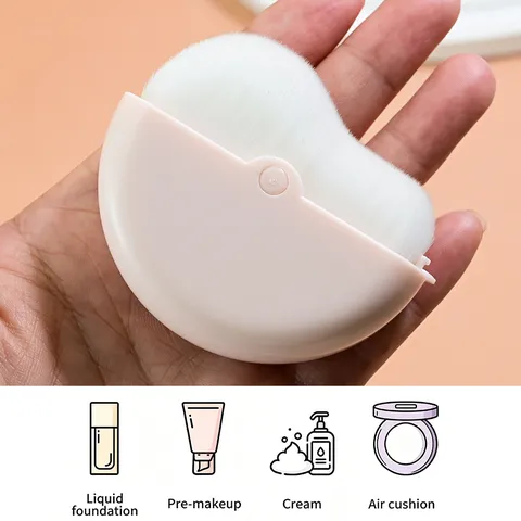 360 Degree Rotatable Foundation Brush With Dust Cover Portable Travel Makeup Brush For Liquid Foundation Powder Soft Synthetic Bristles
