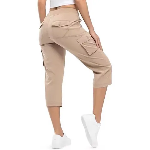 Women's Casual Lightweight Quick Dry Capri Hiking Pants With Multiple Pockets Loose Fit Outdoor Travel Sports Trousers
