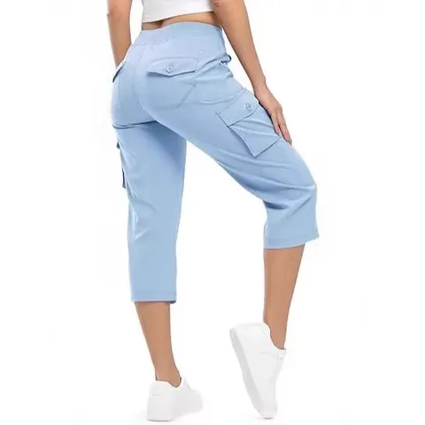 Women's Casual Lightweight Quick Dry Capri Hiking Pants With Multiple Pockets Loose Fit Outdoor Travel Sports Trousers