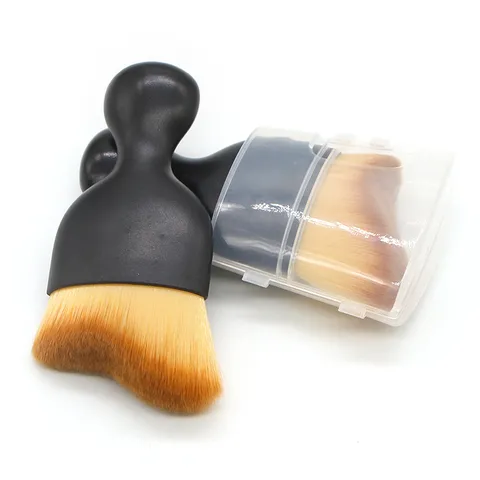 Pinceau de Maquillage Contour Incurvé Portable Tête Ondulée Pinceau Fond de Teint Manche Ergonomique Outil de Beauté