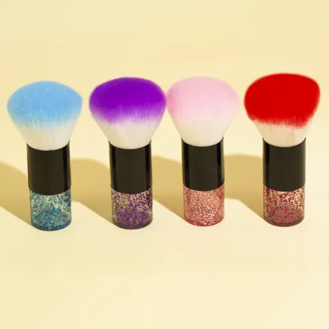 Single Makeup Brush Crystal Glitter Plastic Handle Powder Blush Face Tool Large Soft Synthetic Fiber Bristles Cosmetology Brush For Daily Use