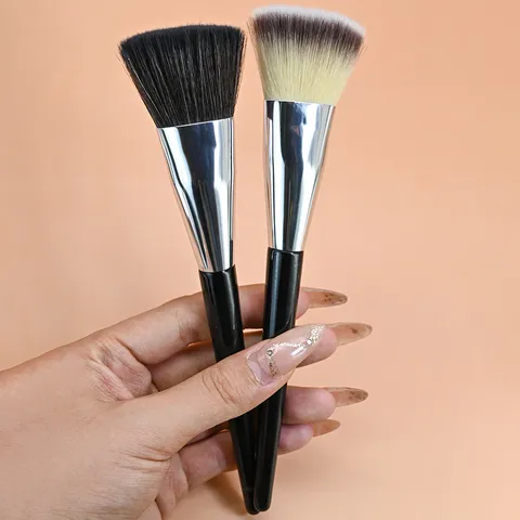 Professional Flat Top Foundation Brush Wood Handle Synthetic Fiber Makeup Brush For Blending Liquid Cream Powder Cosmetics