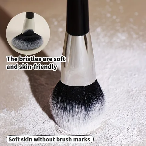 Brocha Grande para Polvos Sueltos Brocha para Colorete Brocha de Maquillaje para Contorno Facial Cerdas Sintéticas Suaves Mango de Madera