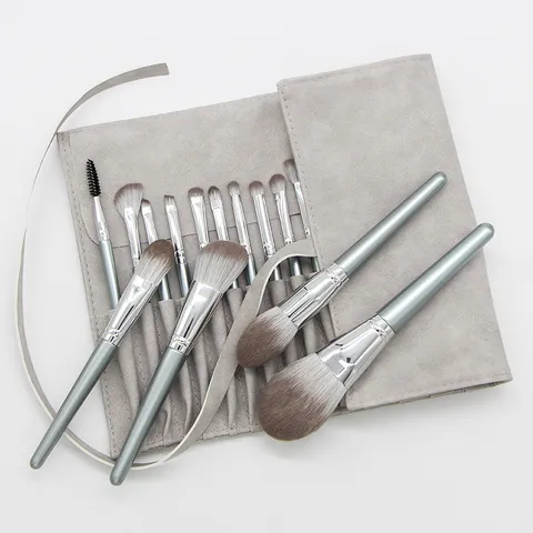 Professional Makeup Brush Collection Soft Synthetic Hair Wood Handle Foundation Powder Blending Brushes With PU Storage Bag For Women Beauty Tools