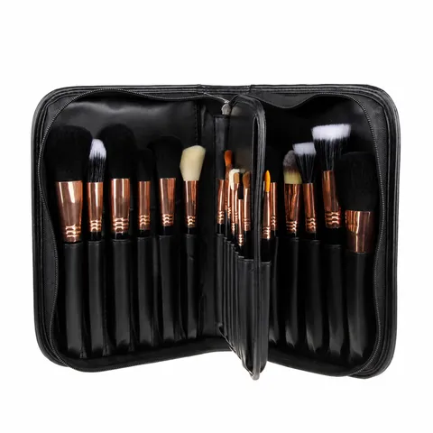 Professional Makeup Brush Set With Leather Bag Sheep Hair Wooden Handle Beauty Tools For Makeup Artists Portable Cosmetic Brushes