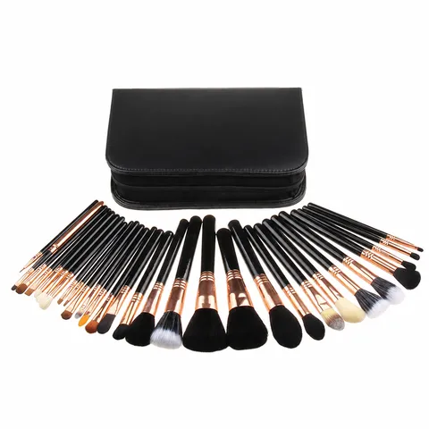 Professional Makeup Brush Set With Leather Bag Sheep Hair Wooden Handle Beauty Tools For Makeup Artists Portable Cosmetic Brushes