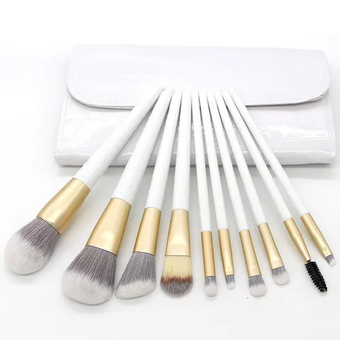 Professional Makeup Brush Collection Crocodile Pattern PU Case Synthetic Hair Beauty Tools For Eyeshadow Powder Blending Face Contouring