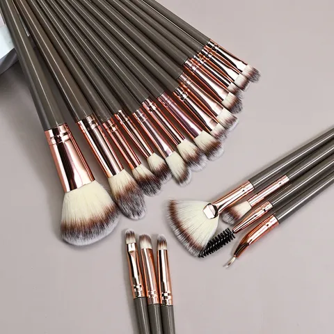 Professional Makeup Brush Kit Soft Synthetic Fiber Bristles Eye Blending Shadow Eyeliner Double-ended Cosmetic Brushes Plastic Handle