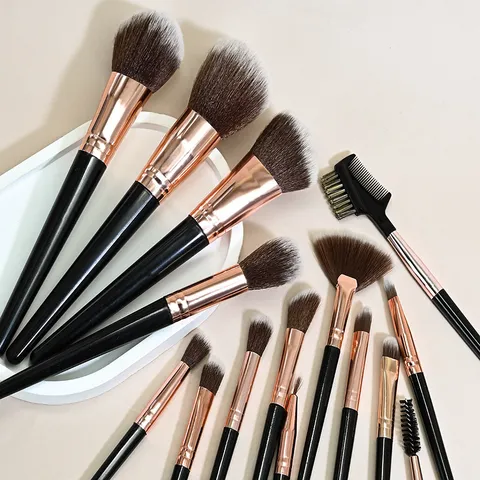 Professional Synthetic Fiber Makeup Brushes Black Coffee Powder Eyeshadow Foundation Blending Face Eye Tools