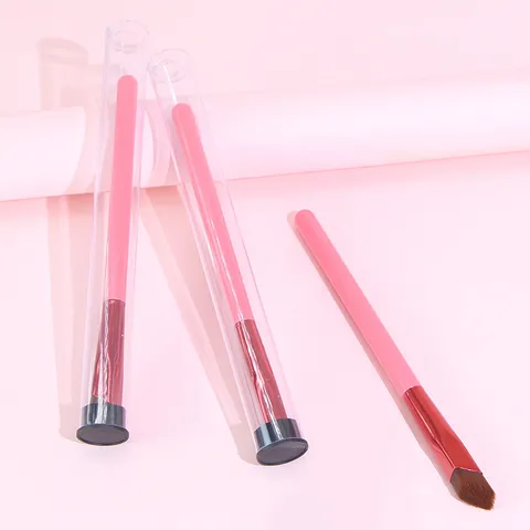 Professional Angled Eyebrow Brush Synthetic Fiber Portable Eyebrow Eyeliner Brush For Beginner Daily Makeup Tools Pink