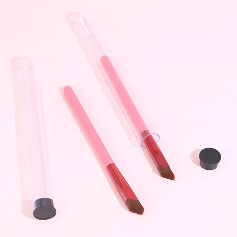 Professional Angled Eyebrow Brush Synthetic Fiber Portable Eyebrow Eyeliner Brush For Beginner Daily Makeup Tools Pink