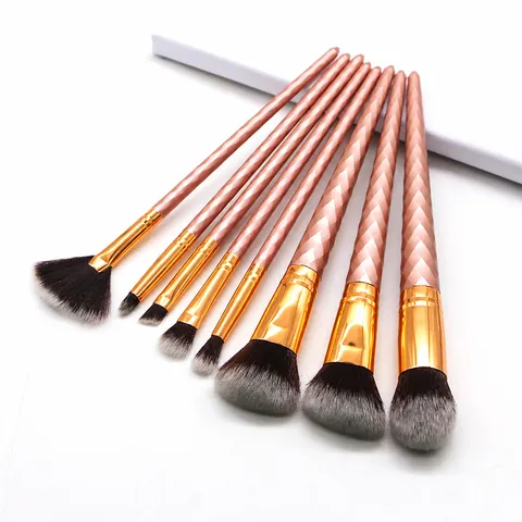 Professional Rose Gold Spiral Handle Makeup Brush Set Synthetic Fiber Cosmetic Foundation Eye Shadow Blending Beauty Tools