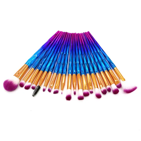 Professional Crystal Gradient Diamond Cut Handle Makeup Brush Collection For Eye Shadow Powder Blending Fan Brow Brushes Beauty Tools Gift