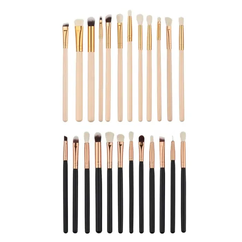 Professional Multi Functional Wool Eye Makeup Brush Set Wood Handle Aluminum Tube Portable Eyeshadow Blending Crease Eyeliner Brushes