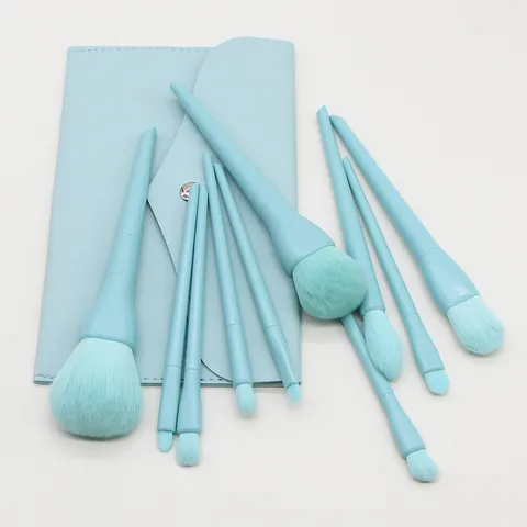 Professional Candy Color Makeup Brushes Soft Synthetic Hair Foundation Powder Blush Eye Shadow Tools With PU Leather Case