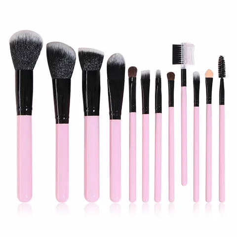 Professional Wood Handle Makeup Brushes Cosmetic Tool Kit Pink Synthetic Fiber Powder Eye Shadow Face Blush Brush Set For Daily Travel Beauty Essentials