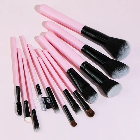 Professional Wood Handle Makeup Brushes Cosmetic Tool Kit Pink Synthetic Fiber Powder Eye Shadow Face Blush Brush Set For Daily Travel Beauty Essentials