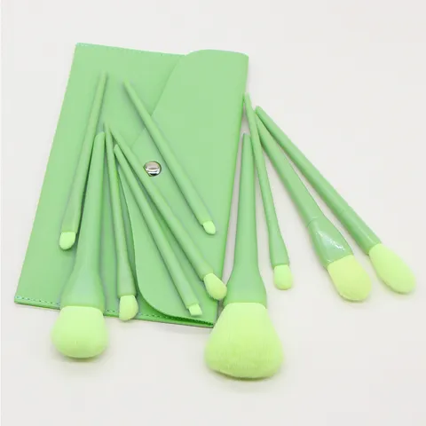 Professional Candy Color Makeup Brushes Soft Synthetic Hair Foundation Powder Blush Eye Shadow Tools With PU Leather Case