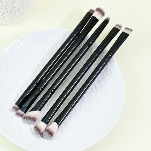 Professional Double Ended Eyeshadow Brushes Synthetic Fiber Bristles Multi Functional Blending Smudge Nose Contour Brushes Beauty Tools For Women Makeup Application