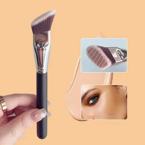 Seamless Slanted Triangle Foundation Brush Synthetic Fiber Makeup Tool For Concealer Highlighter Professional Face Contour Brush