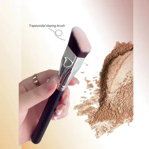 Seamless Slanted Triangle Foundation Brush Synthetic Fiber Makeup Tool For Concealer Highlighter Professional Face Contour Brush