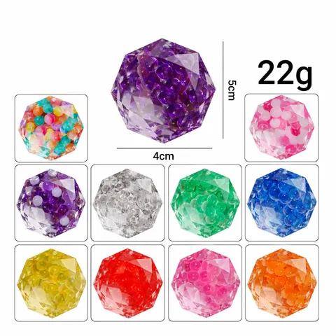Multi-Faceted Diamond Transparent Squishy Stress Relief Ball Colorful Water Bead Fidget Toy Sensory Vent Ball Gift