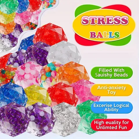 Mehrseitiger Diamant Transparenter Squishy Stressabbau Ball Bunte Wasserperle Fidget Spielzeug