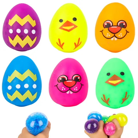 Huevo de Pascua Expresión Animal TPR Caucho Suave Cuentas de Agua Juguete Alivio del Estrés Lindo Dibujo Animado Bola de Ventilación