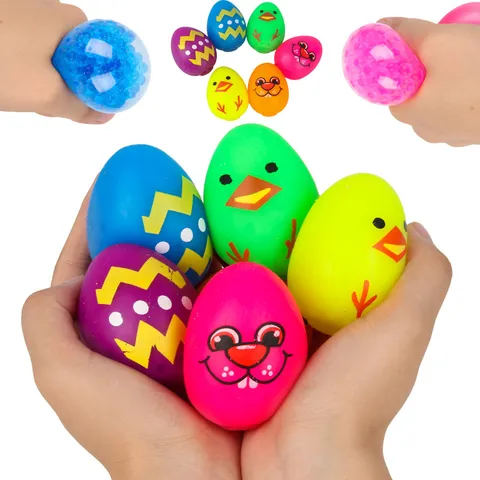 Huevo de Pascua Expresión Animal TPR Caucho Suave Cuentas de Agua Juguete Alivio del Estrés Lindo Dibujo Animado Bola de Ventilación