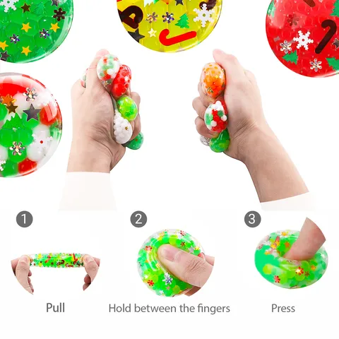 Juguete Antiestrés de Navidad Bola de Cuentas de Agua Novedad TPR Descompresión Fidget Juguete Fiesta Festiva Alivio del Estrés Regalo