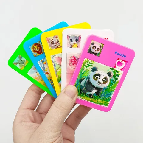 Cartoon Animal Sliding Puzzle Huarongdao 16-Grid Maze Educational Toy Kids School Gift Portable Mini Puzzle Game