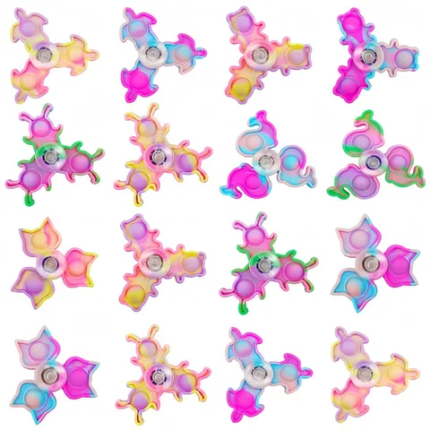 Silicone Pop Fidget Spinner Sensory Toy Stress Relief Macaron Gradient Finger Toy Portable Decompression Toy For Kids Adults