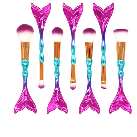 Brochas de Maquillaje Sirena Fibra Sintética Degradado Mango Cola de Pez Herramientas Cosméticas Para Base Sombra de Ojos