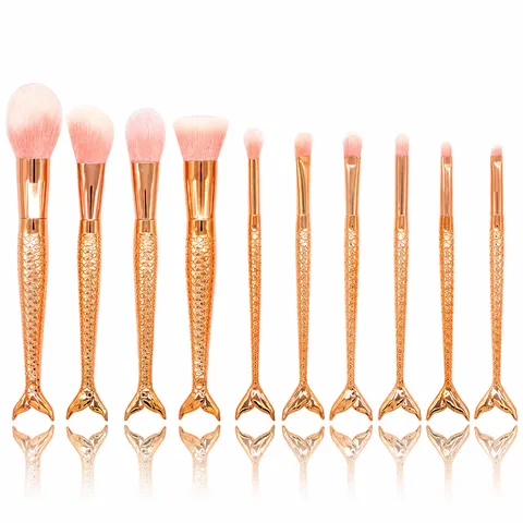 Mermaid Makeup Brush Set Professional Gradient Cosmetic Brushes With 3D Fish Scale Plastic Handle Synthetic Fiber Beauty Tools For Women