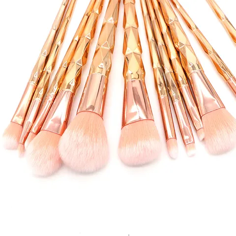 Mermaid Tail Diamond Geometric Handle Makeup Brush Set Portable Electroplated Powder Foundation Eye Shadow Blend Tool Kits