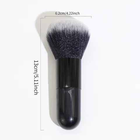 Brocha para Polvos Rechoncha Negra Grande de Fibra Sintética Brocha de Maquillaje Para Polvos Sueltos Base Colorete Herramienta Belleza