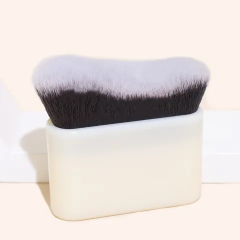 Pinceau Fond de Teint Professionnel Forme Vague Grosse Tête Plate Tube en Aluminium Fibre Synthétique Pinceau Maquillage Avec Base