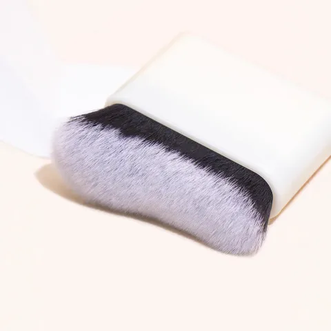 Pinceau Fond de Teint Professionnel Forme Vague Grosse Tête Plate Tube en Aluminium Fibre Synthétique Pinceau Maquillage Avec Base