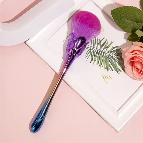 Rose Flower Shaped Gradient Makeup Brush Soft Synthetic Hair Large Powder Brush Blush Brush For Women Professional Beauty Tool