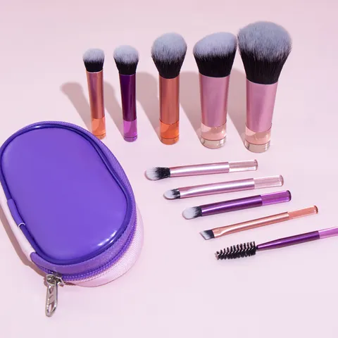 Portable Travel Mini Makeup Brushes With Bag Crystal Handle Synthetic Fiber Powder Eyeshadow Blending Brush Collection Tool