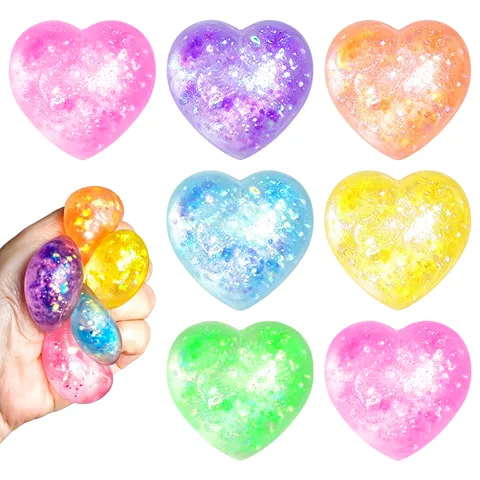 Hart Squishy Speeltje Glitter Magie Maltose Antistress Fidget Sensorische Squeeze Bal Valentijnsdag Cadeau Kids