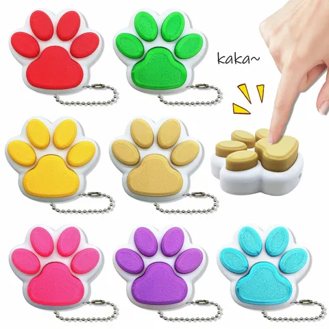 3D Printed Cat Claw Clicker Fidget Toy Cute Stress Relief Toy with Keychain Portable Decompression Toy Desktop Ornament