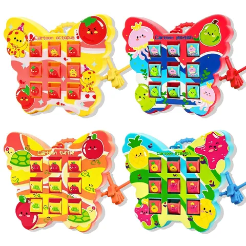 Giocattolo Puzzle Tic Tac Toe a Farfalla Stampato Portatile Gioco Fidget Antistress Con Portachiavi Per Bambini Adolescenti