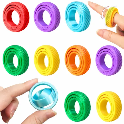 Jouet Bout des Doigts Gyro Décompression Anneau Doigt Imprimé en 3D Twist Lisse Soulagement du Stress Anneau Fidget Cadeau Nouveauté