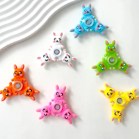 Fidget Spinner en Silicone Lapin de Cartoon Jouet Sensoriel Taktile Anti-Stress pour Enfants Adultes