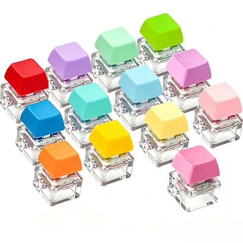 Colorful Mechanical Keyboard Clicker Fidget Toy Keychain Portable Stress Relief Finger Toy With Bead Chain For Adults Kids Daily Use