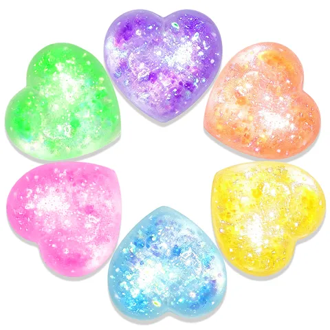 Hart Squishy Speeltje Glitter Magie Maltose Antistress Fidget Sensorische Squeeze Bal Valentijnsdag Cadeau Kids