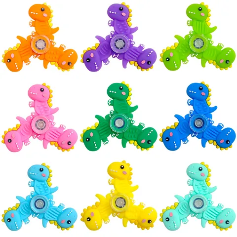 Mehrfarbig Silikon Dinosaurier Fidget Spinner Cartoon Drehbar Stressabbau Spielzeug Sensorischer Hand Spinner Für Kinder Erwachsene Party Geschenk